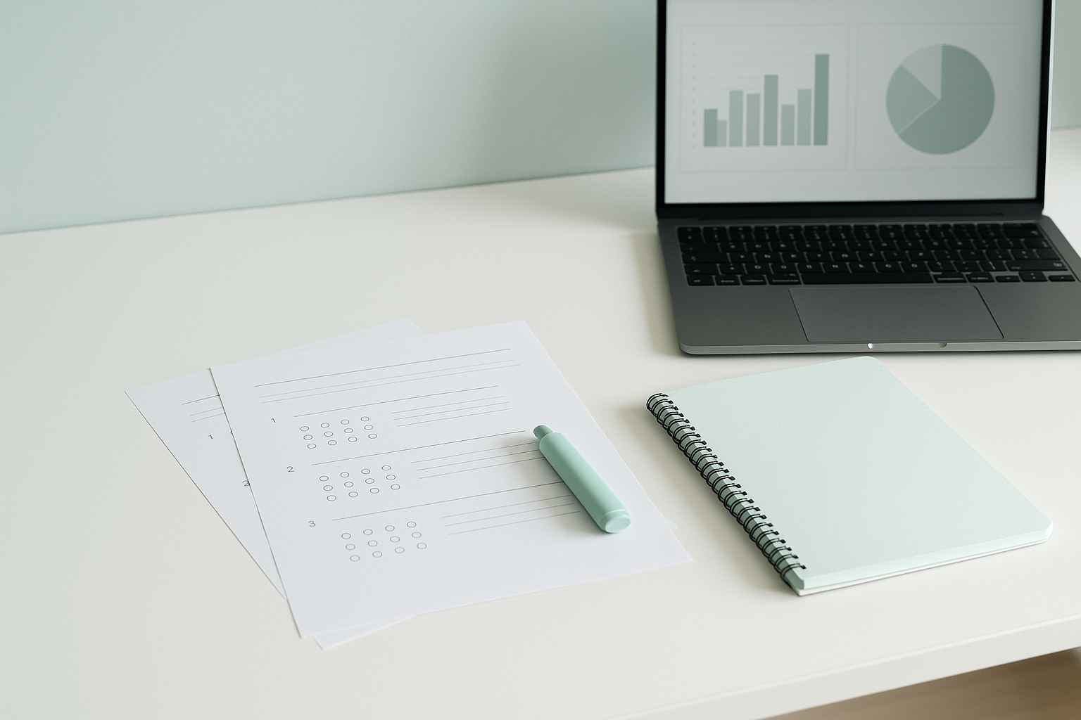 Material de estudio en tonos mint para preparar test de Administrativo del Estado