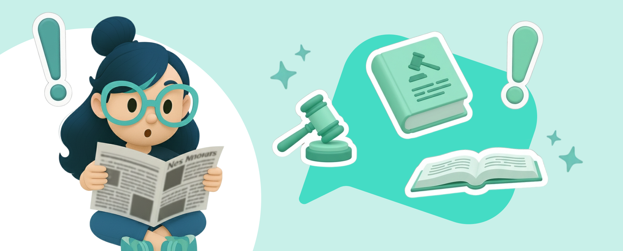 Sofía de GoKoan leyendo un periódico con novedades de leyes y cambios en el temario.