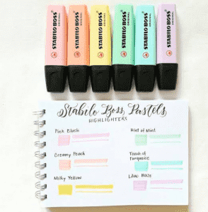 Stabilo pastel y cuaderno