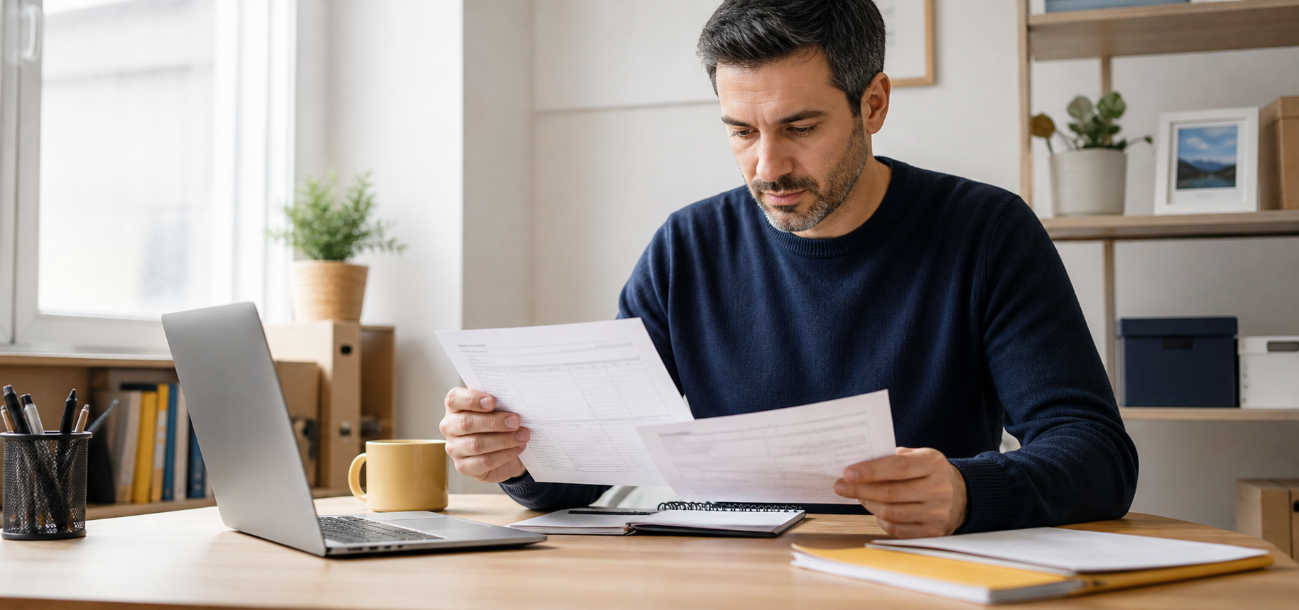 Persona revisando documentos salariales en un espacio de trabajo
