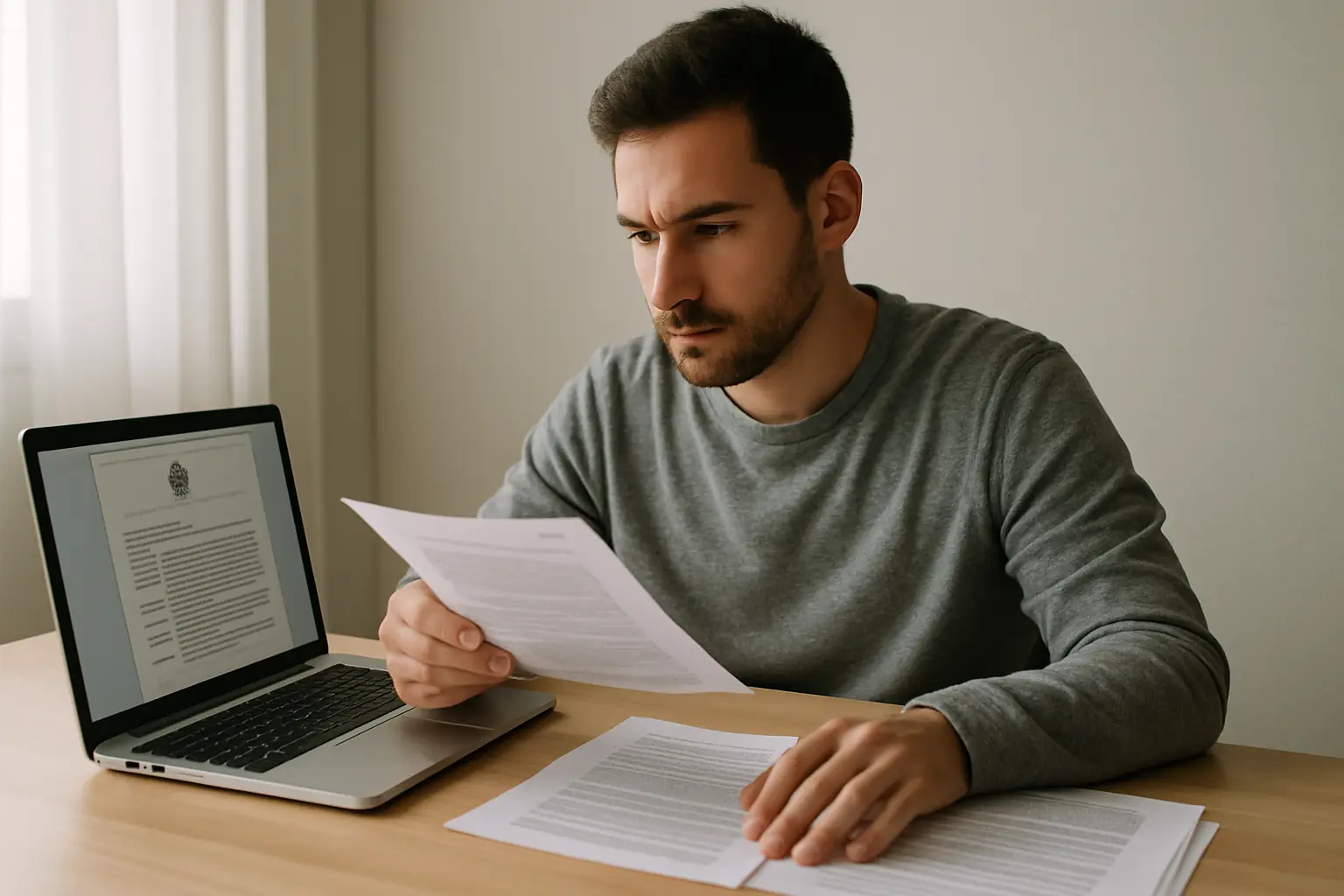 Persona revisando en su escritorio el estado oficial del proceso de Auxiliar Administrativo del Estado en 2026