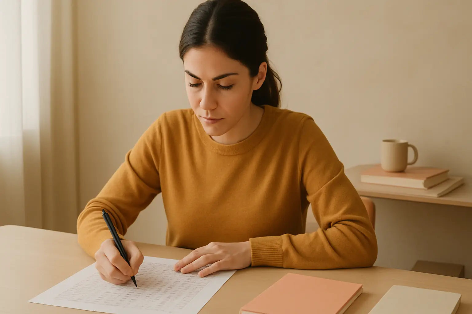 Opositora que practica l’examen d’auxiliar administratiu de la Generalitat