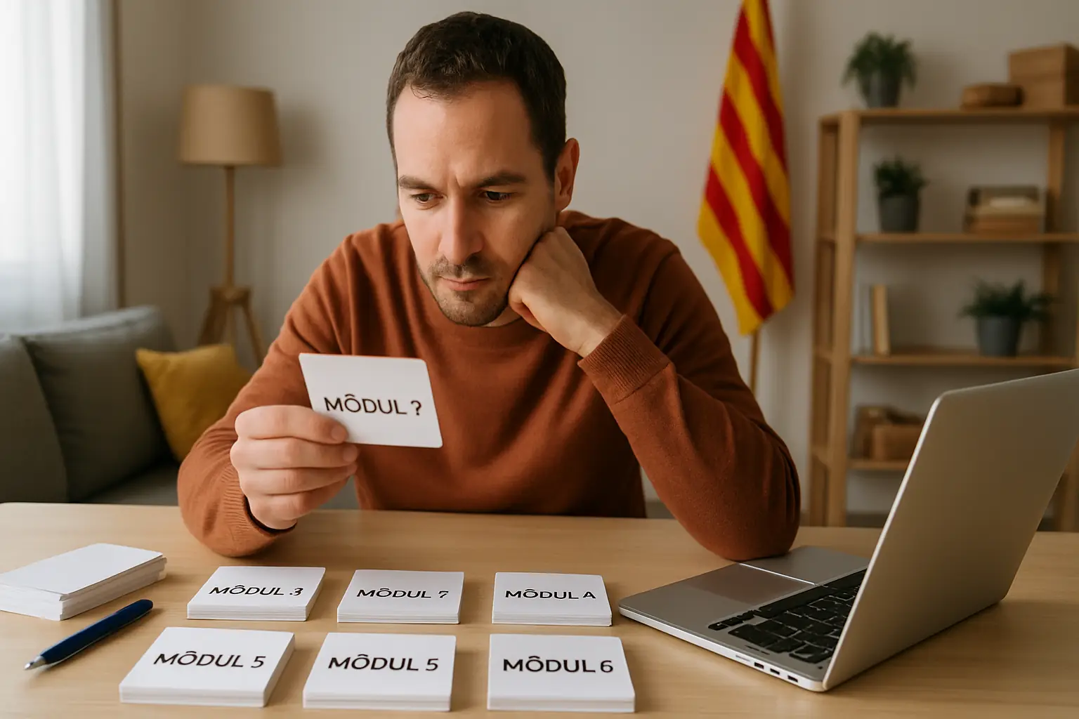 Opositor que estudia els vuit temes del cos subaltern de la Generalitat