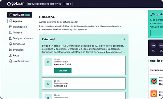 Imagen de la agenda de la aplicación GoKoan.