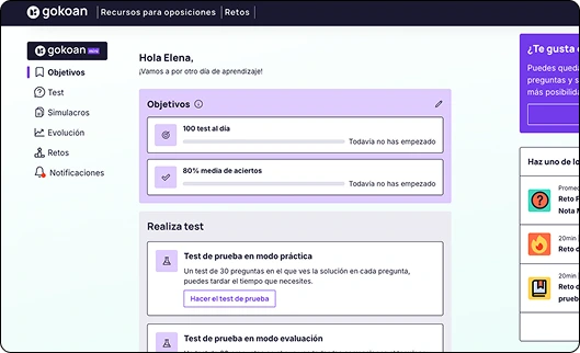 Vista del panel de GoKoan Mini